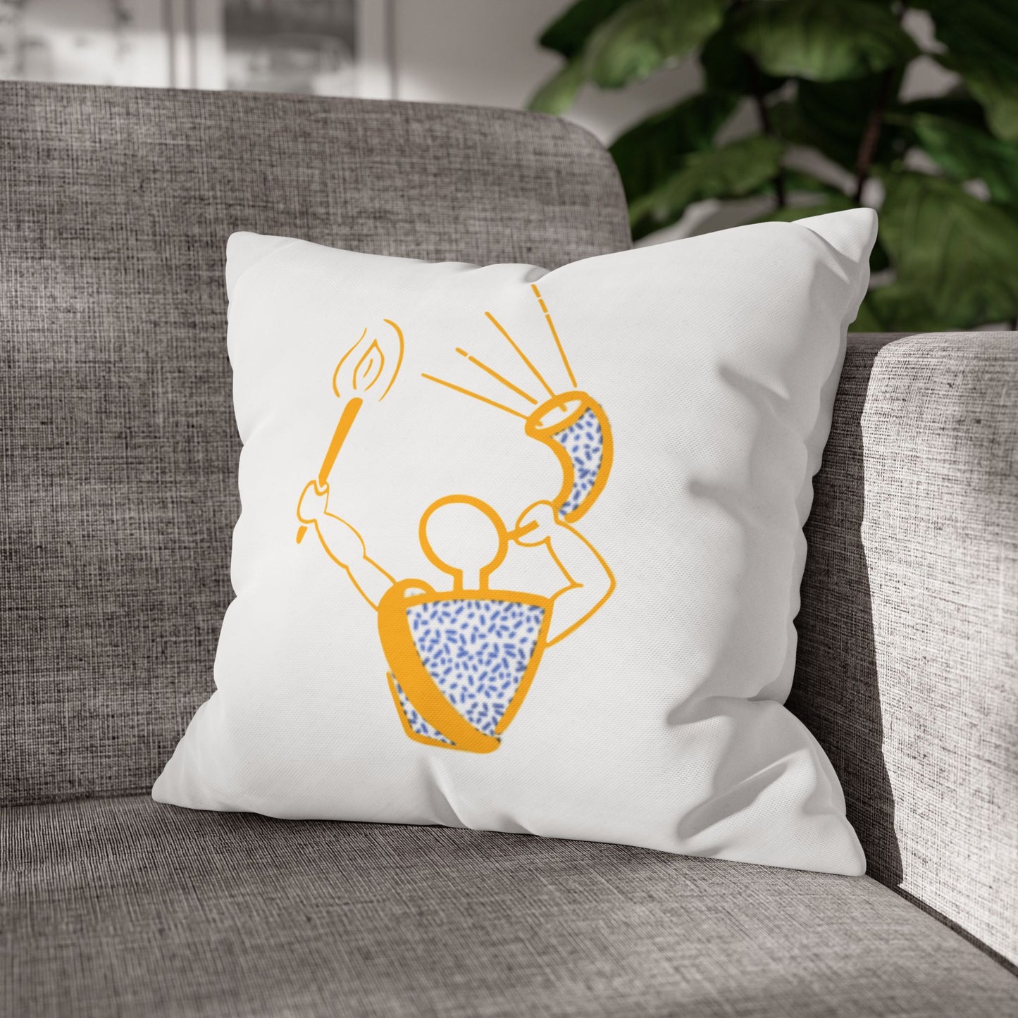 Gideon Ram and Torch Square Poly Canvas Pillowcase