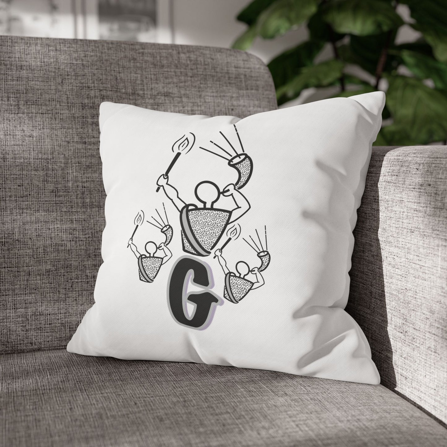 Gideon B/W Square Poly Canvas Pillowcase