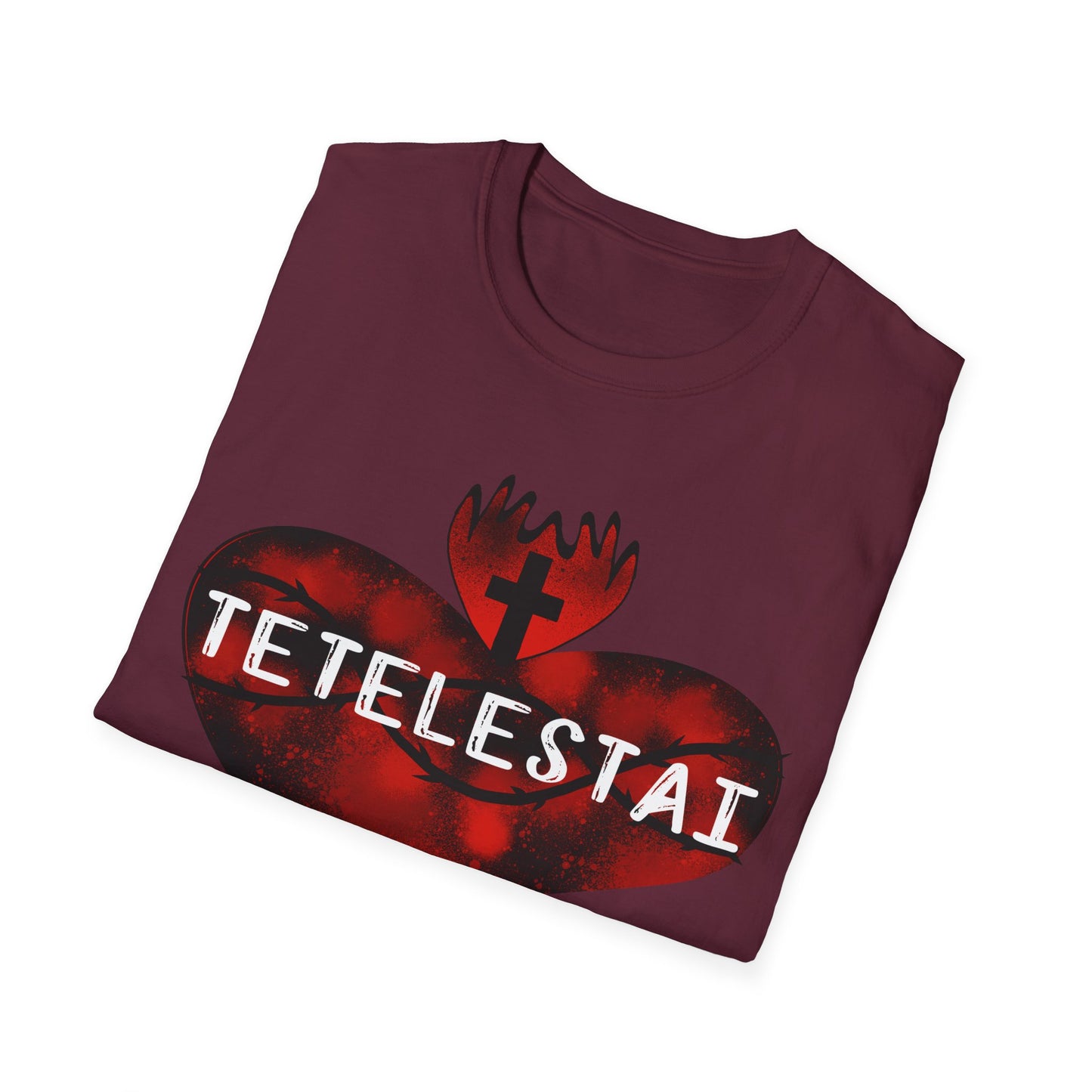 Tetelestai sacred heart of Jesus unisex Softstyle T-Shirt
