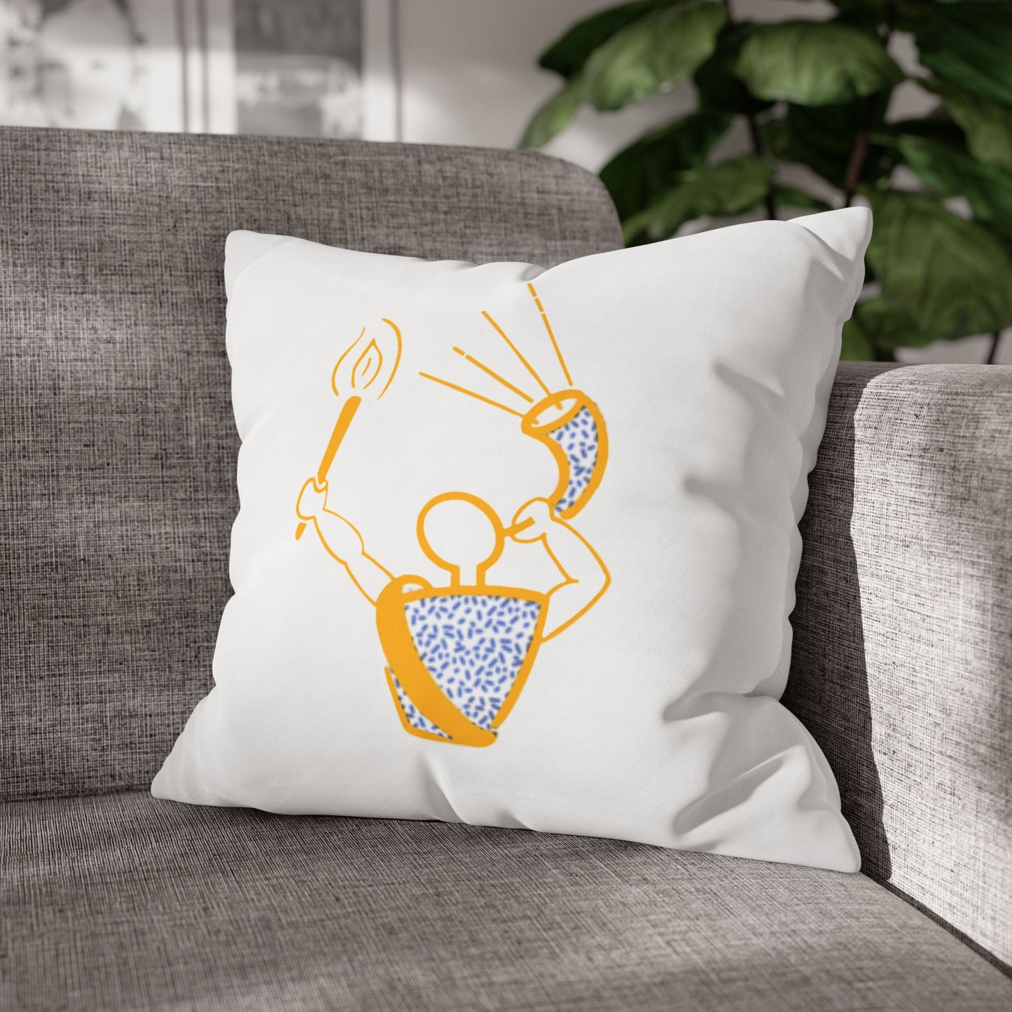 Gideon Ram and Torch Square Poly Canvas Pillowcase