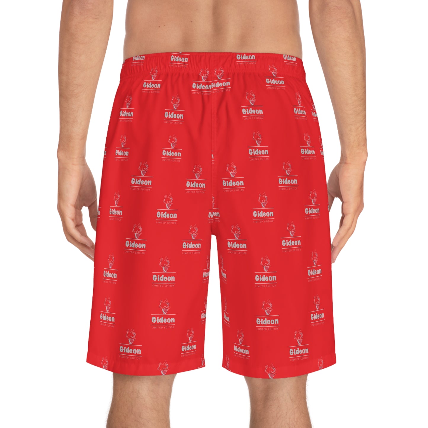 Gideon grey limited edition on Red Men's Board Shorts (AOP)