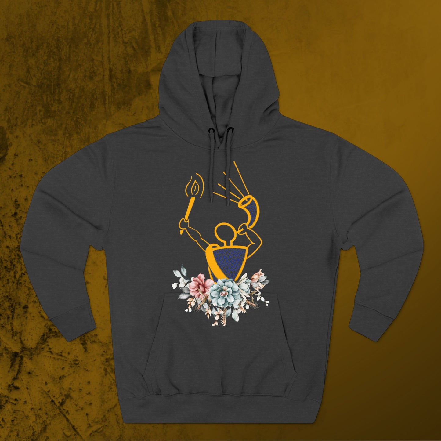 Gideon with Flowers Three-Panel Fleece Hoodie