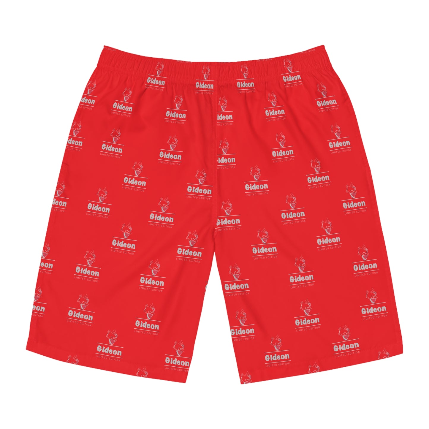 Gideon grey limited edition on Red Men's Board Shorts (AOP)