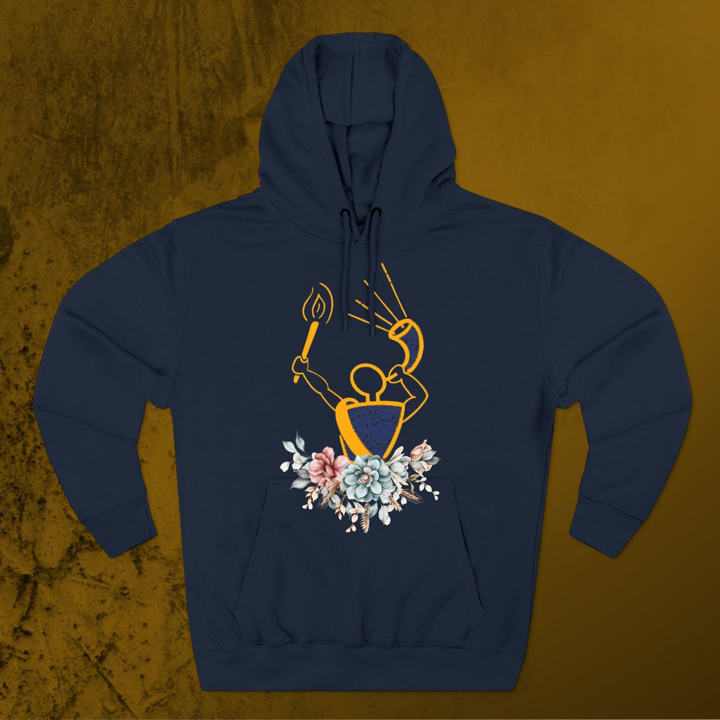 Gideon with Flowers Three-Panel Fleece Hoodie