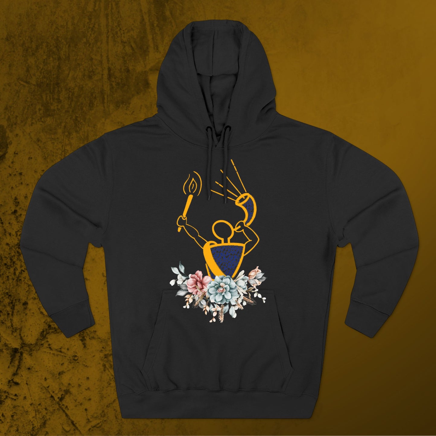 Gideon with Flowers Three-Panel Fleece Hoodie