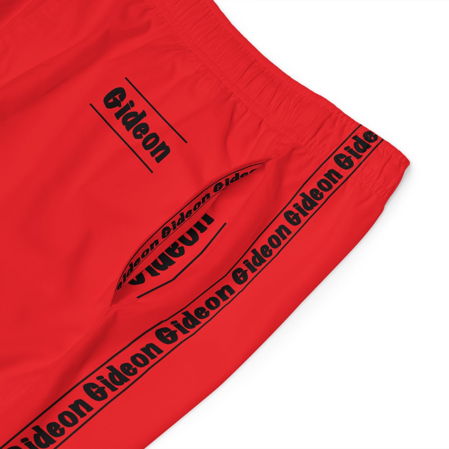 Gideon black on Red Men's Board Shorts (AOP)