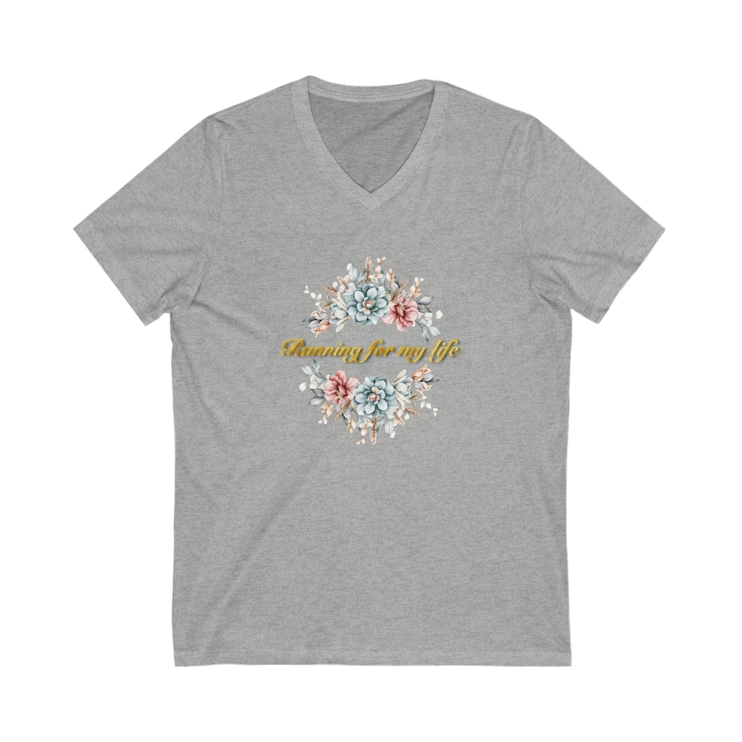 Running away Unisex Jersey Short Sleeve V-Neck Tee