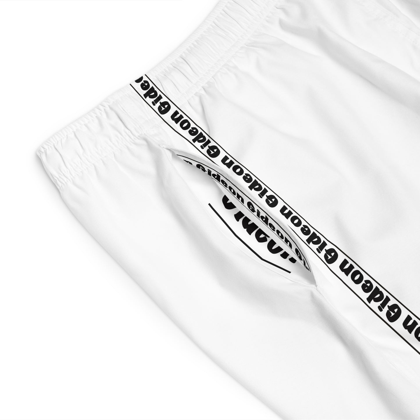 Gideon Black on white Men's Board Shorts (AOP)