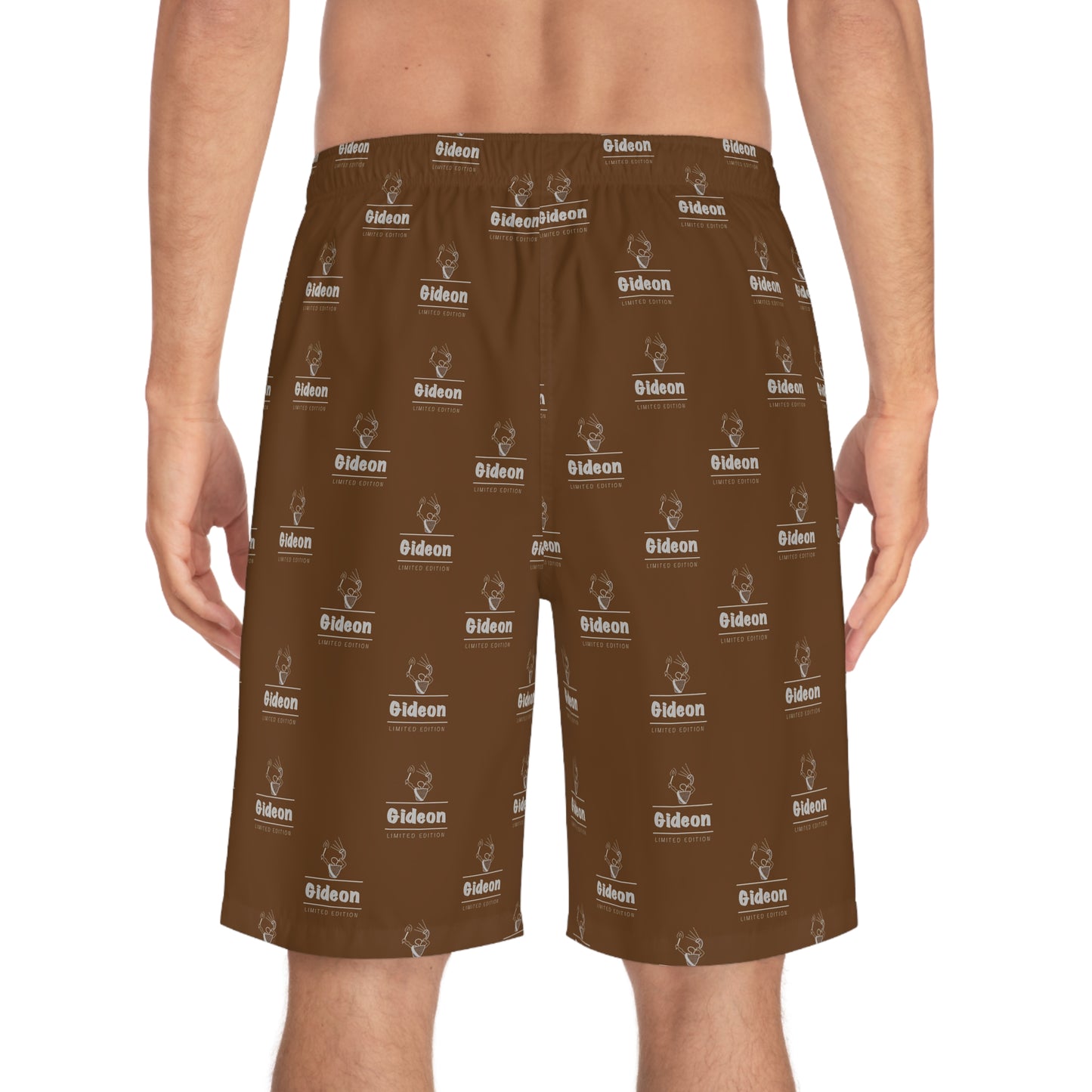 Gideon grey limited edition on Brown Men's Board Shorts (AOP)