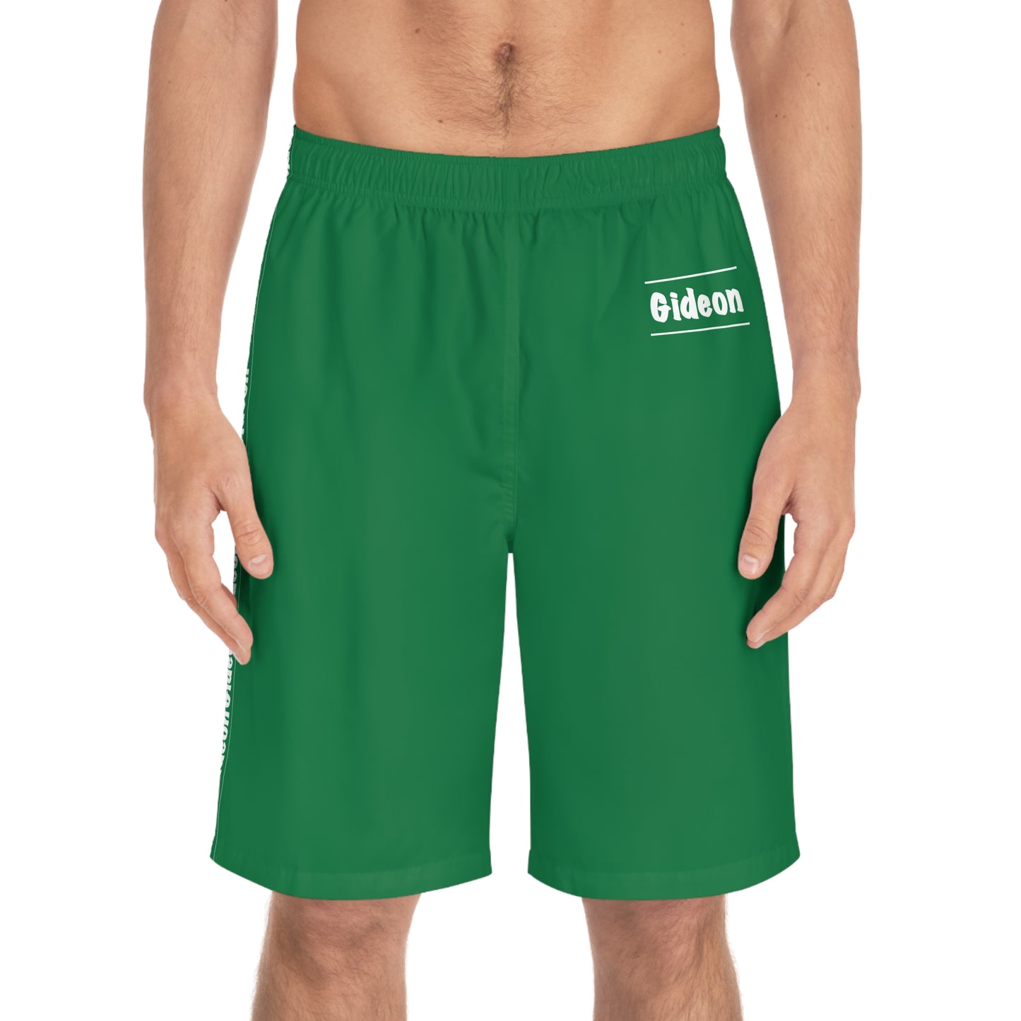 Gideon White on Green Men's Board Shorts (AOP)