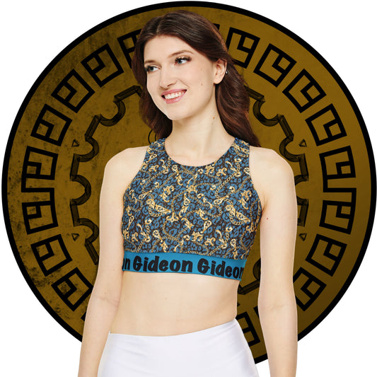 Gold chain Fully Lined, Padded Sports Bra (AOP)