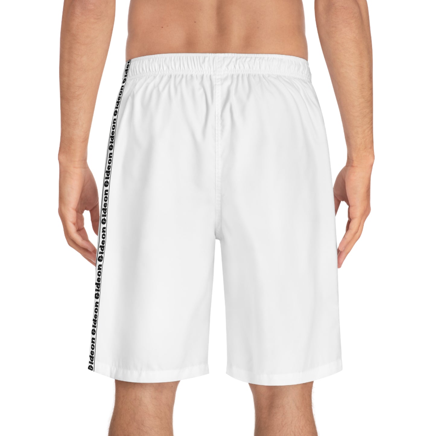 Gideon Black on white Men's Board Shorts (AOP)