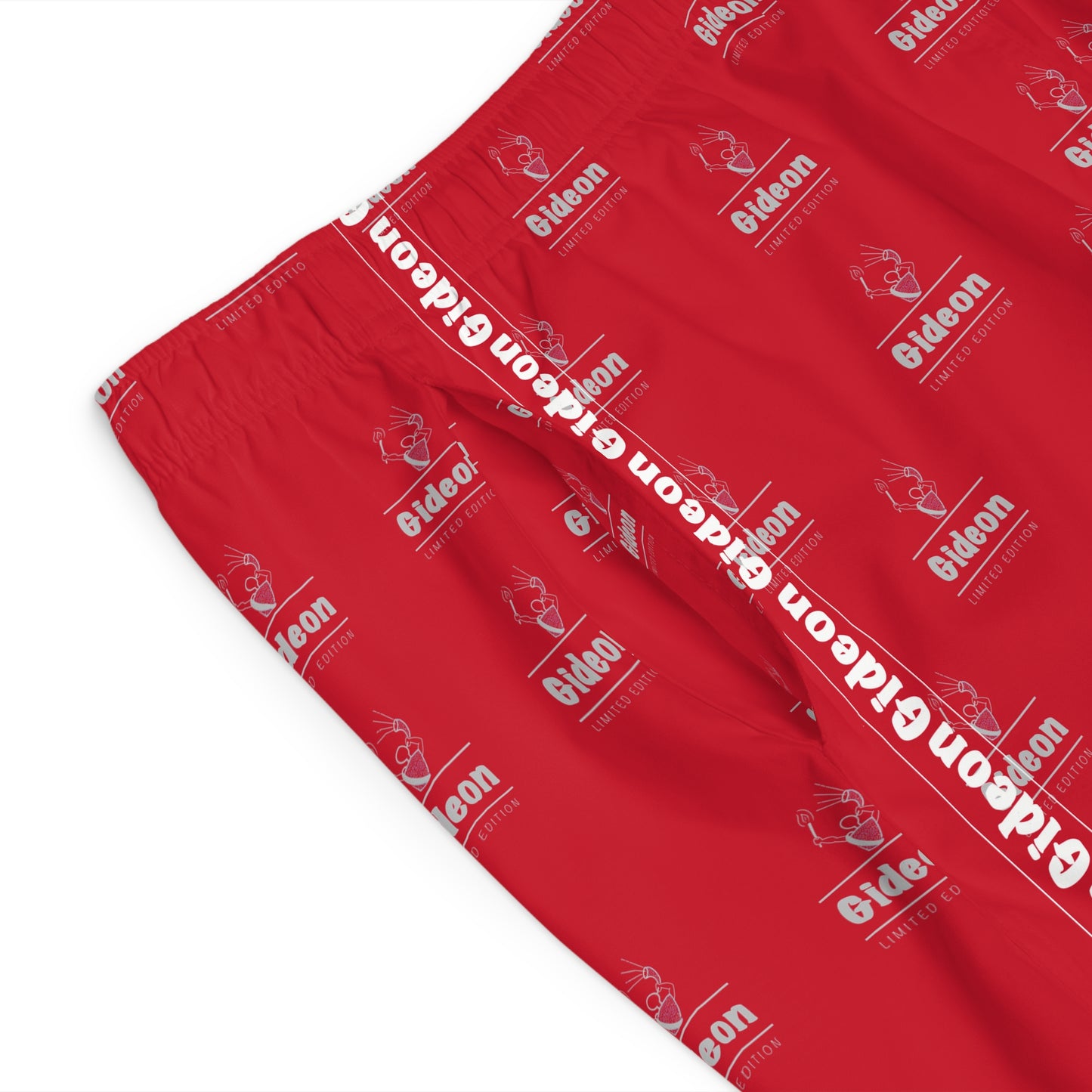 Gideon White grey limited edition on Red Men's Board Shorts (AOP)