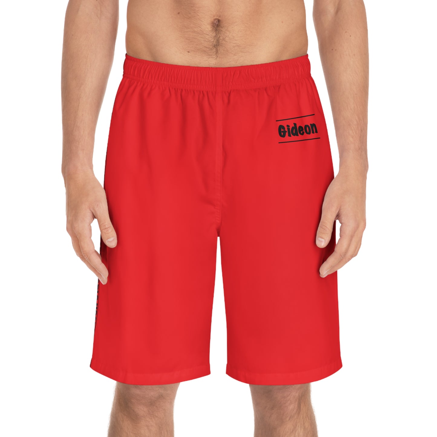 Gideon black on Red Men's Board Shorts (AOP)