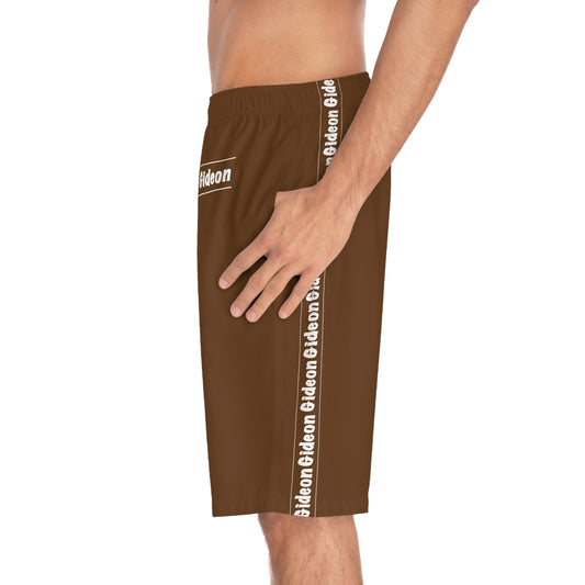 Gideon White on Brown Men's Board Shorts (AOP)