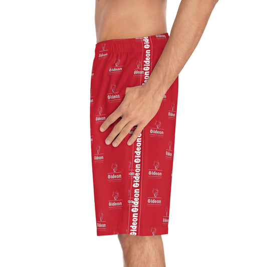 Gideon White grey limited edition on Red Men's Board Shorts (AOP)
