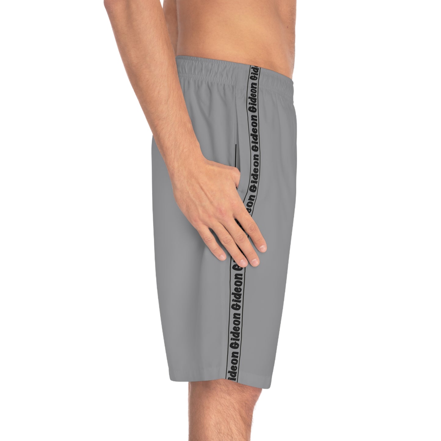 Gideon Black on Grey Men's Board Shorts (AOP)