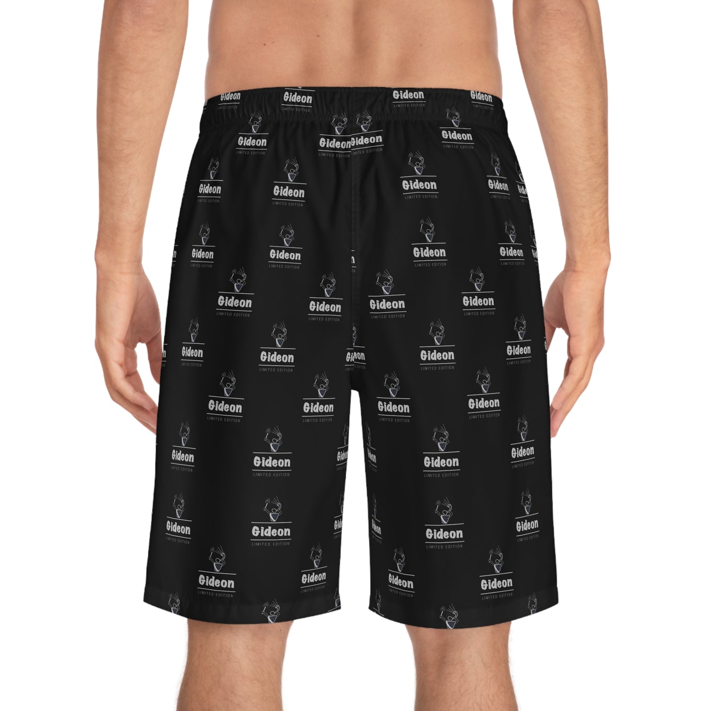 Gideon grey limited edition on black Men's Board Shorts (AOP)