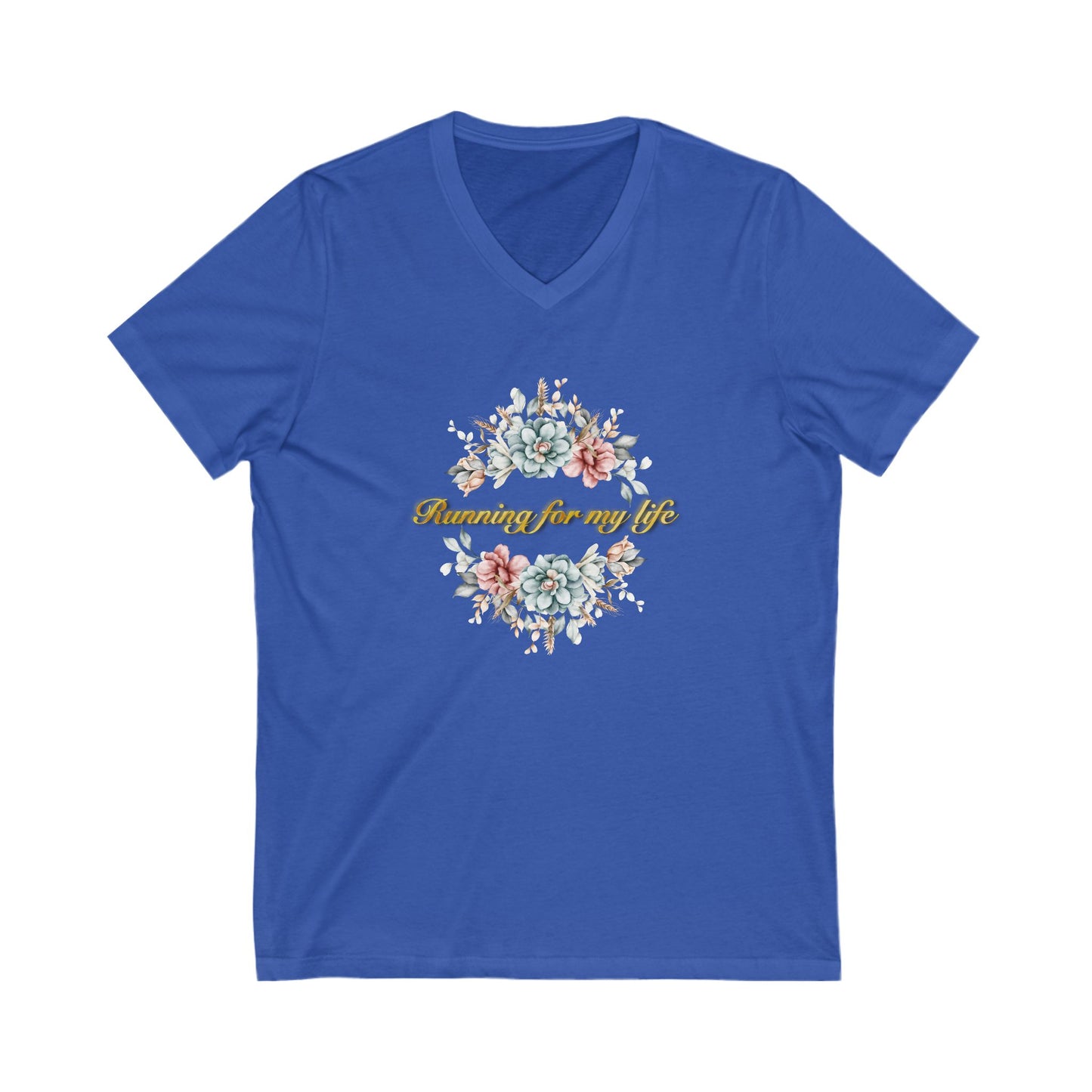 Running away Unisex Jersey Short Sleeve V-Neck Tee