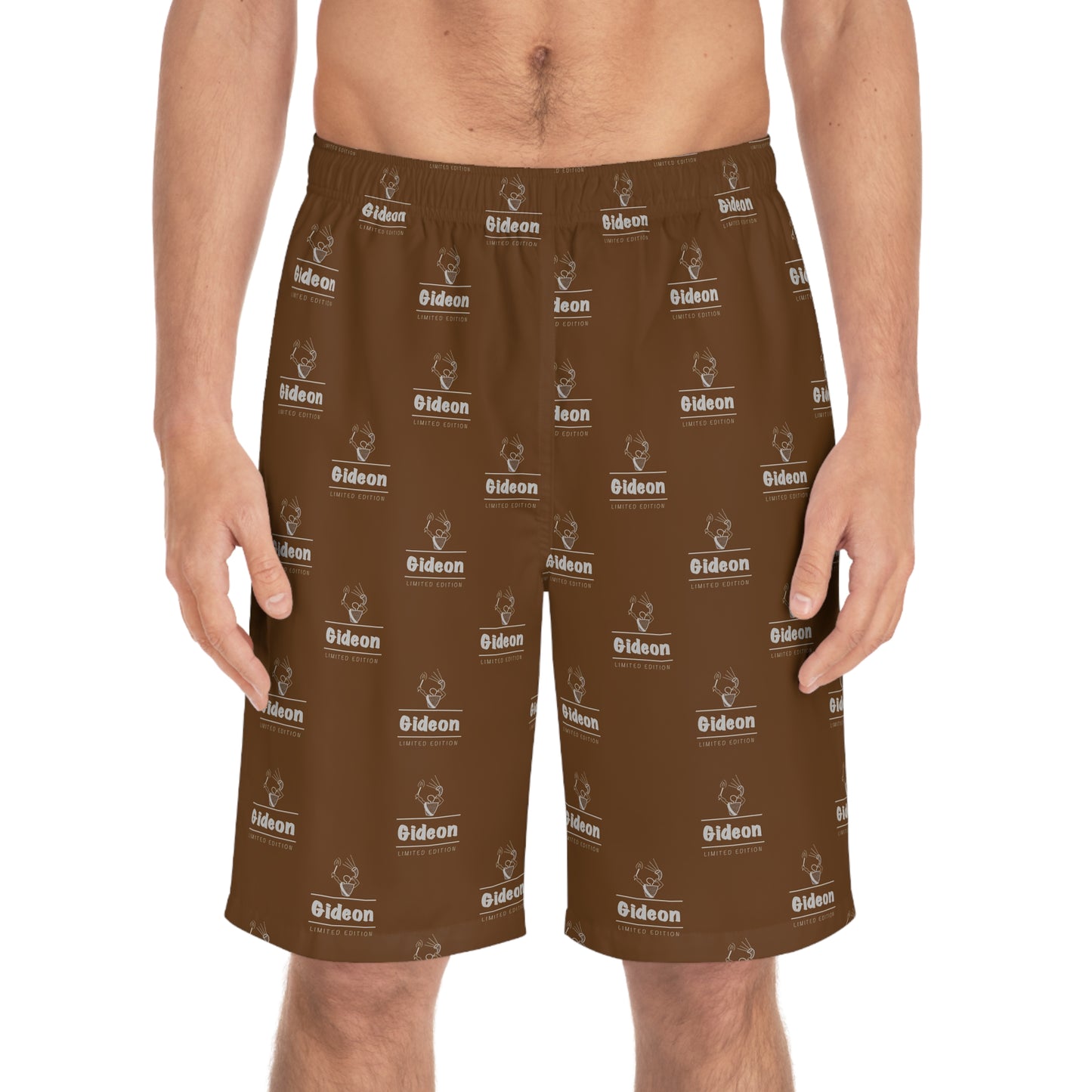 Gideon grey limited edition on Brown Men's Board Shorts (AOP)