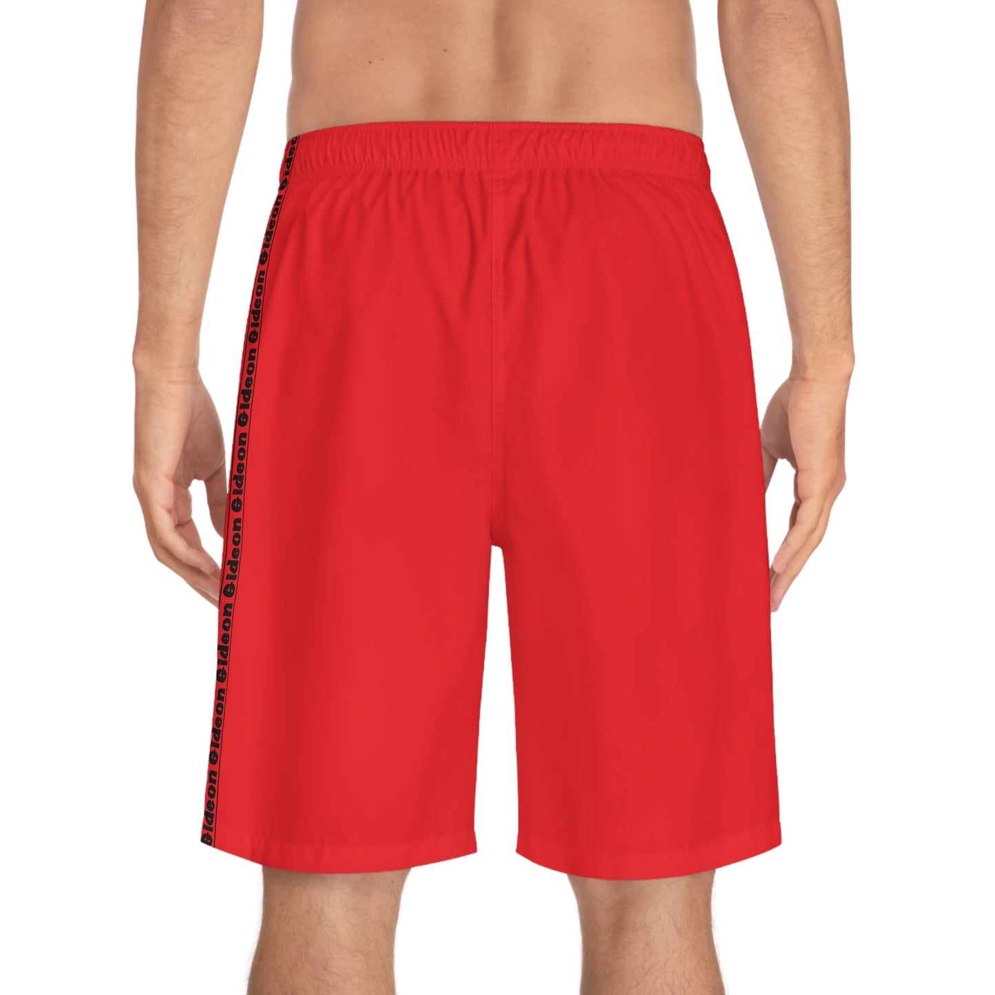 Gideon black on Red Men's Board Shorts (AOP)