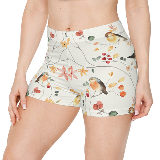 Bird floral pattern Women's Shorts (AOP)