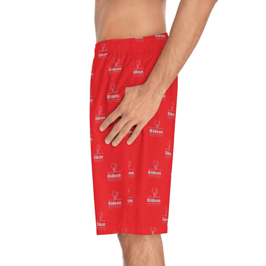 Gideon grey limited edition on Red Men's Board Shorts (AOP)