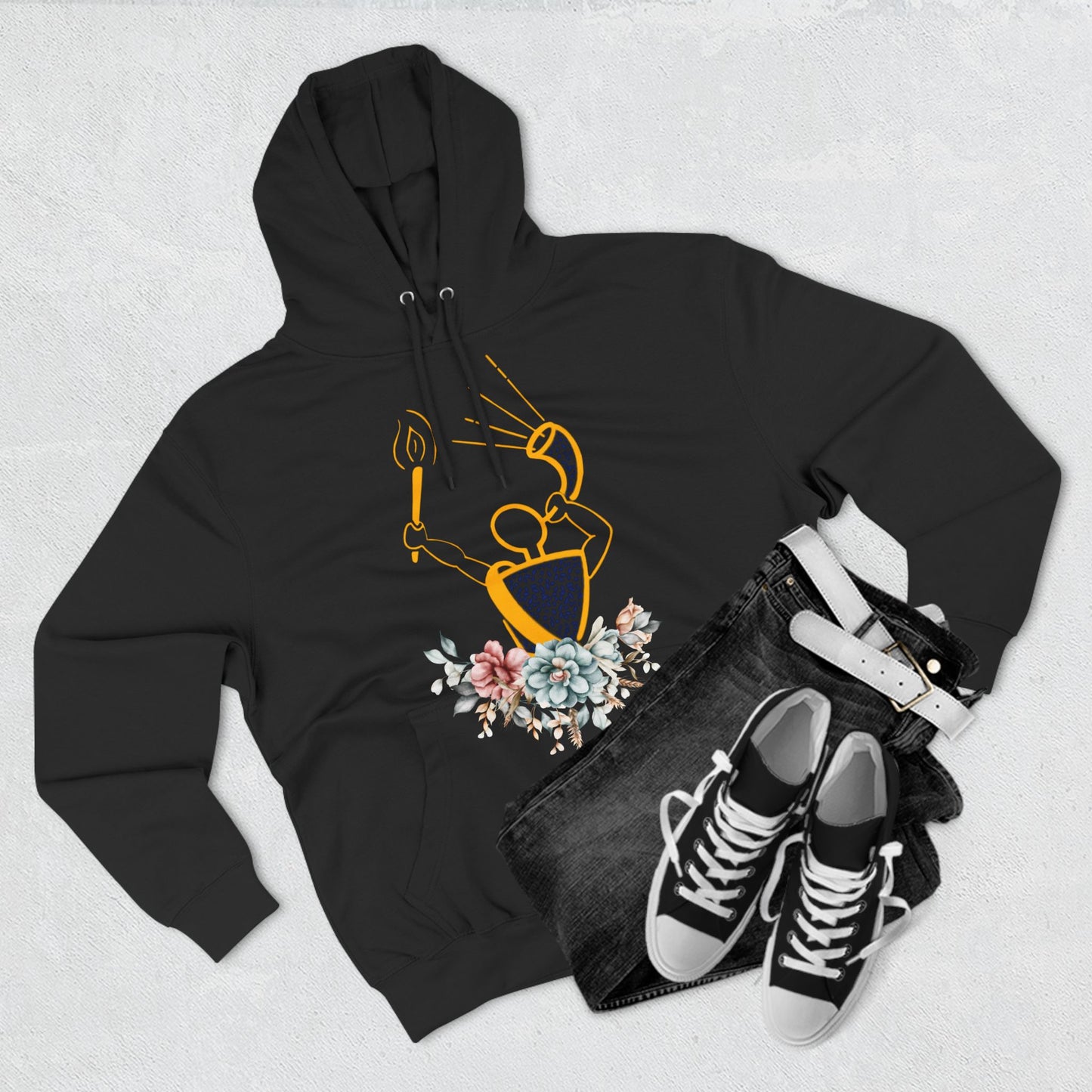 Gideon with Flowers Three-Panel Fleece Hoodie