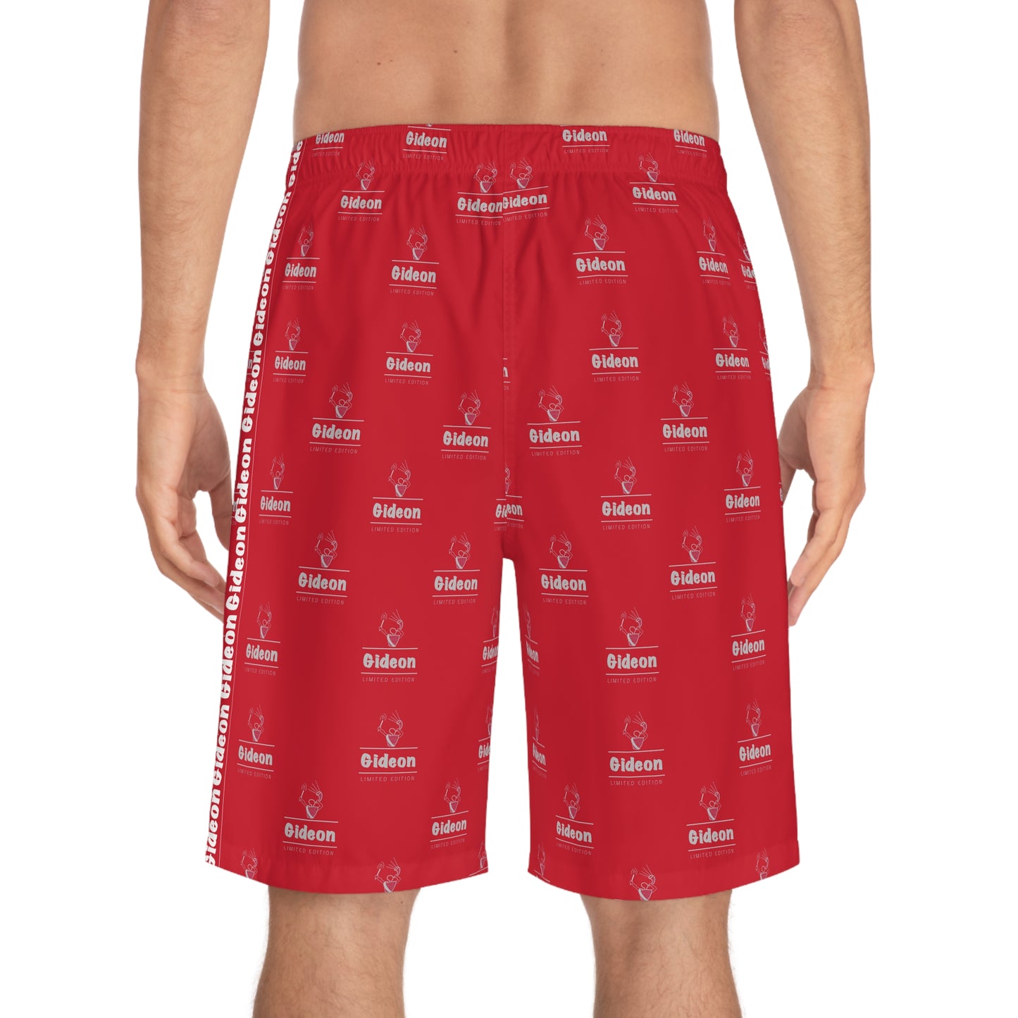 Gideon White grey limited edition on Red Men's Board Shorts (AOP)