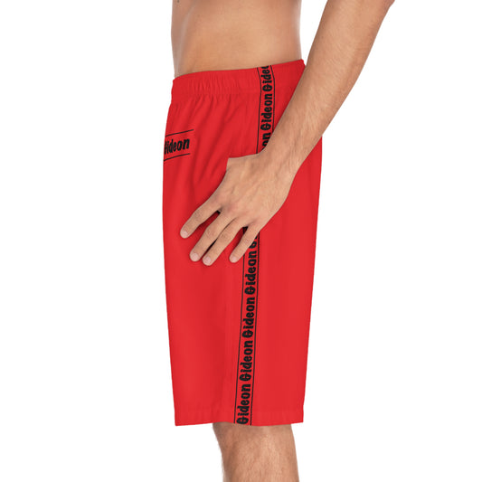 Gideon black on Red Men's Board Shorts (AOP)