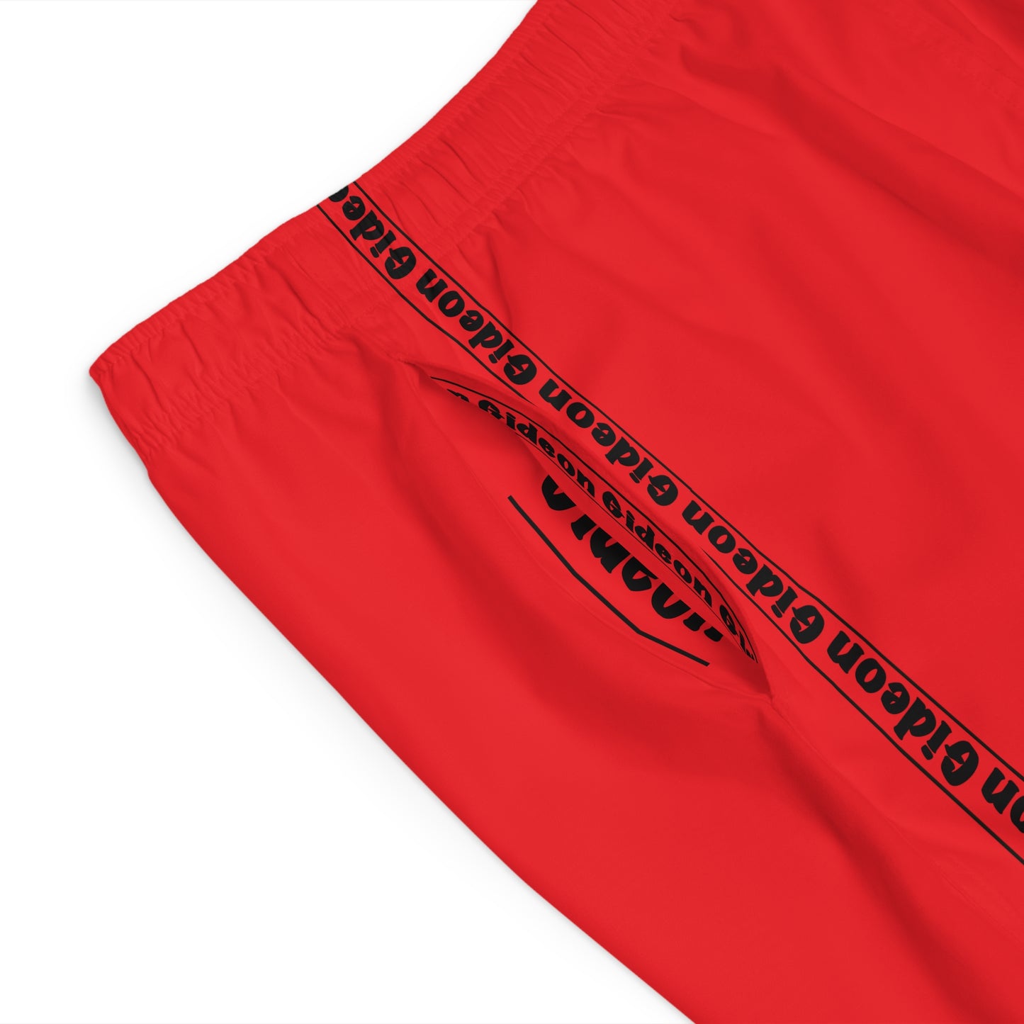 Gideon black on Red Men's Board Shorts (AOP)