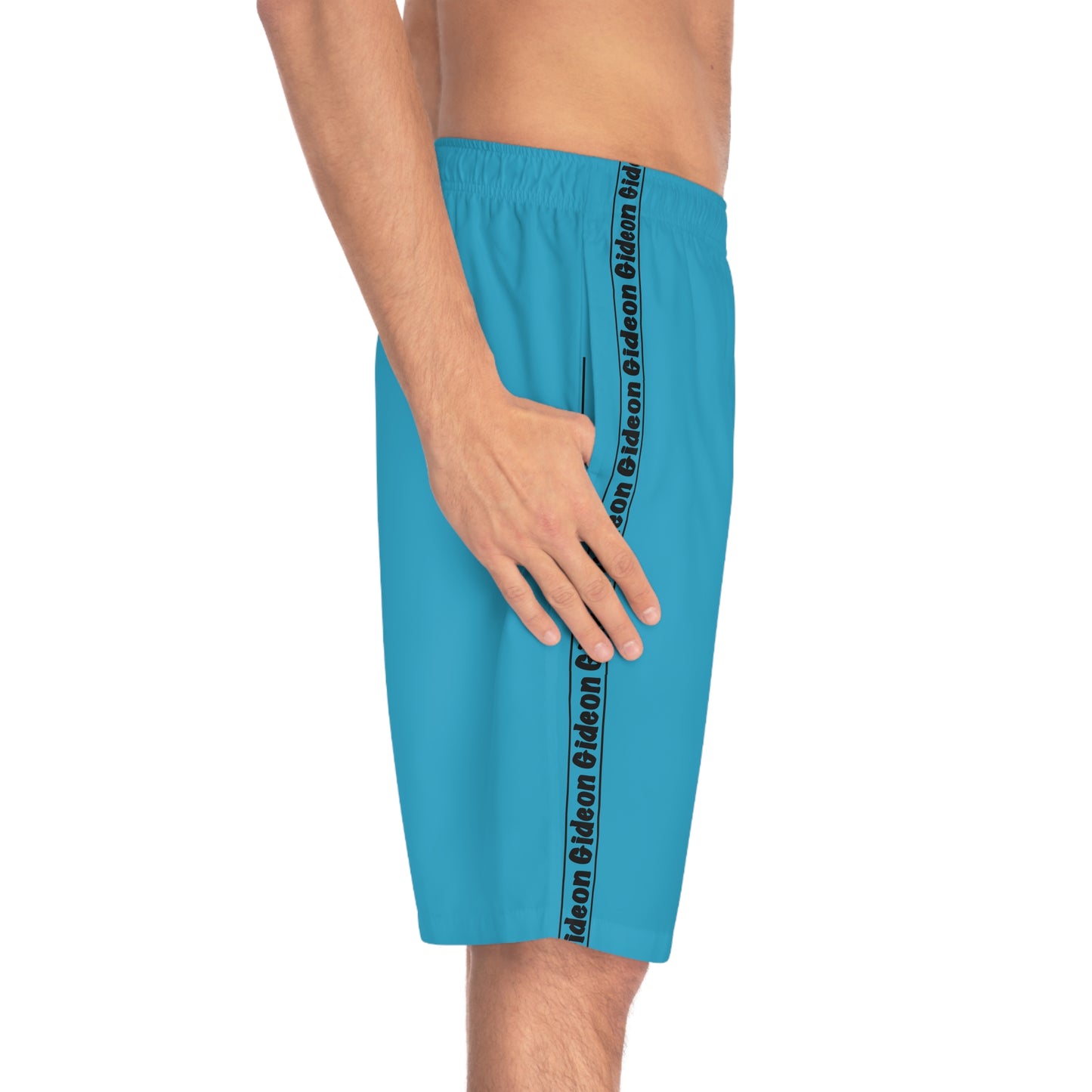 Gideon black on blue  Men's Board Shorts (AOP)