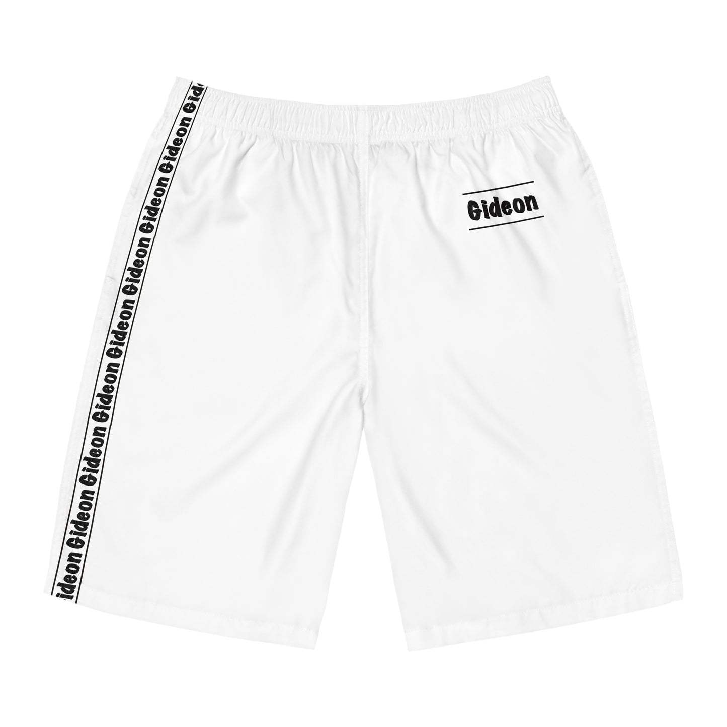 Gideon Black on white Men's Board Shorts (AOP)