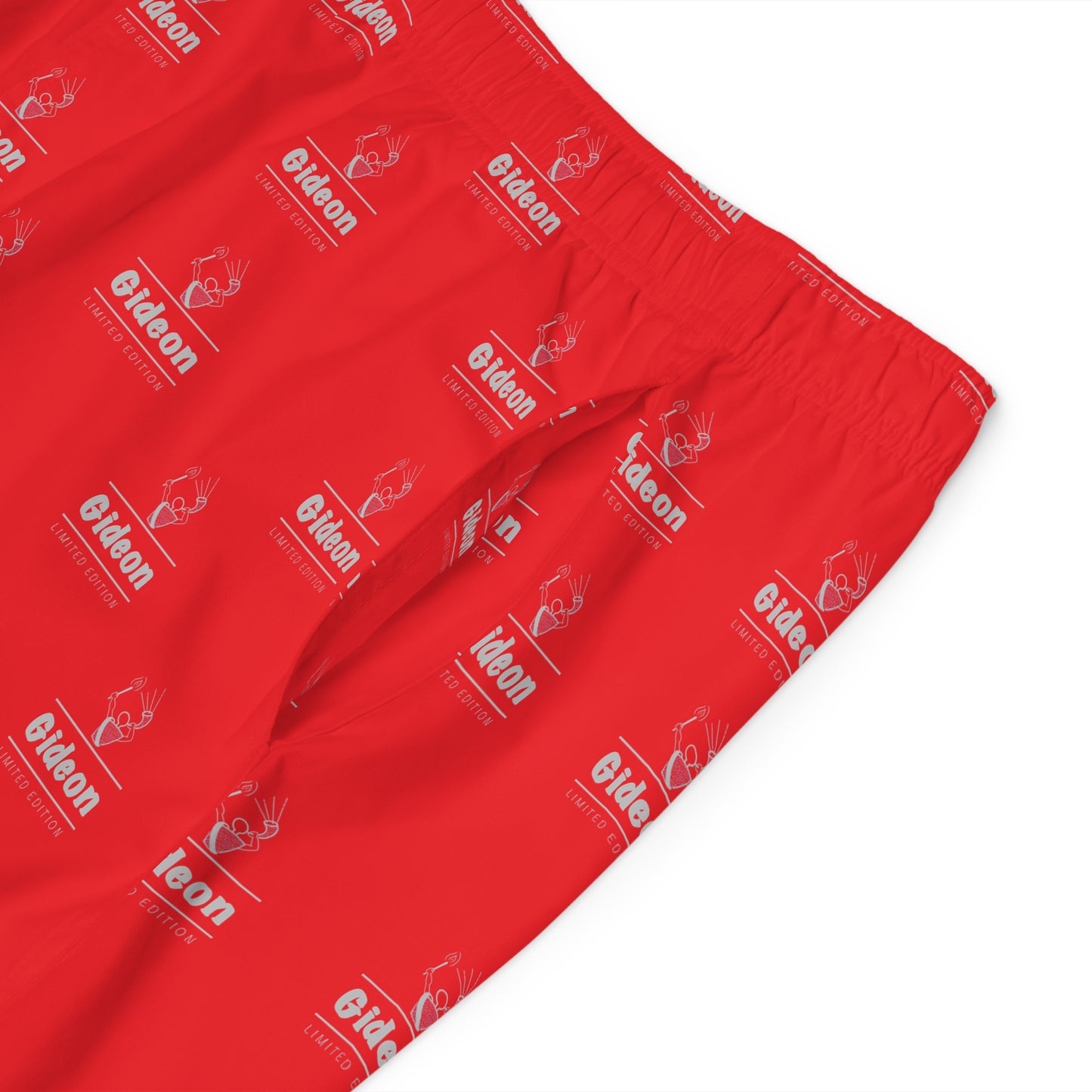 Gideon grey limited edition on Red Men's Board Shorts (AOP)