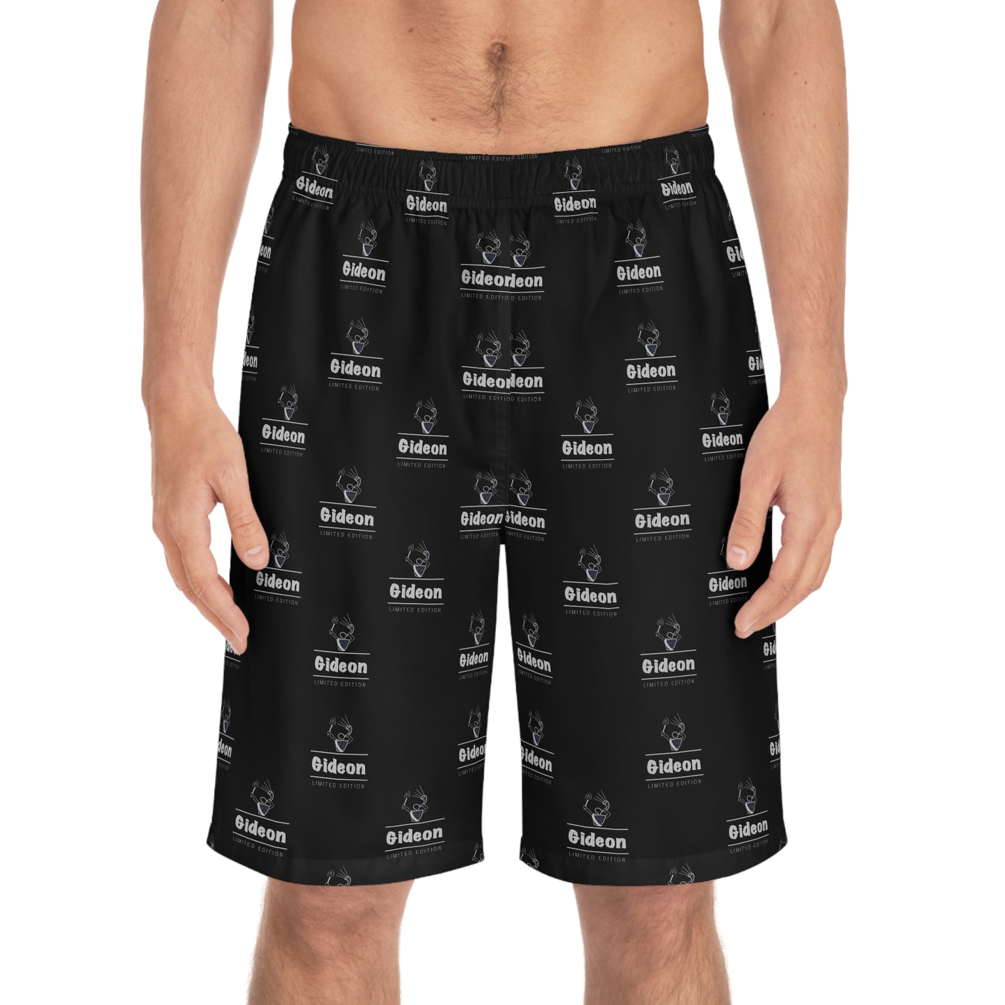 Gideon grey limited edition on black Men's Board Shorts (AOP)